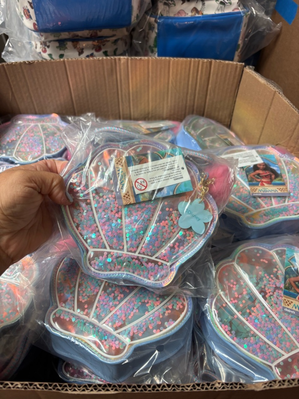 Disney Iridescent Blue Sequin Shell Crossbody Purse